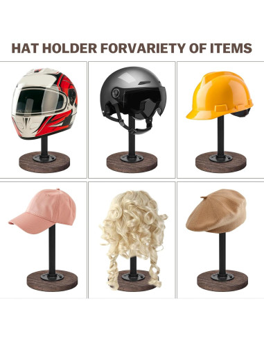 Soporte de Sombrero Ajustable Vrietina 2 Piezas Metal y Madera