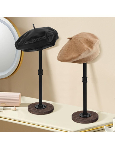 Soporte de Sombrero Ajustable Vrietina 2 Piezas Metal y Madera
