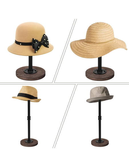 Soporte de Sombrero Ajustable Vrietina 2 Piezas Metal y Madera