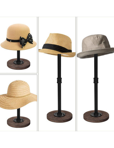 Soporte de Sombrero Ajustable Vrietina 2 Piezas Metal y Madera