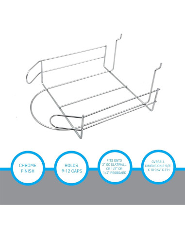 Soporte de exhibición de sombreros SSWBasics cromado 21.9x27.3 cm
