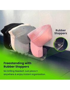 Soporte para Gorras de Béisbol Storeasy - Acrílico Negro, 2 Estantes 2