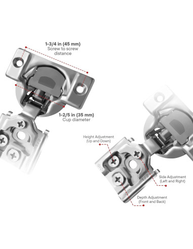 Bisagras de Cierre Suave Berta 1/2" Superposición 6 Piezas
