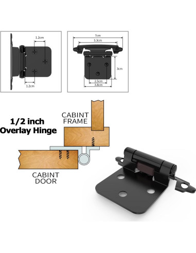 Bisagras de Gabinete Chibery 50 Pzas 1/2" Cierre Automático Negro Mate