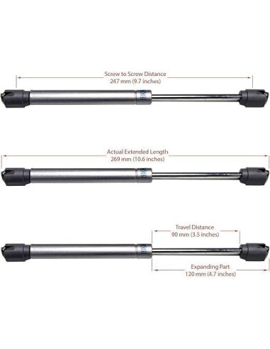 Resortes de Gas Hidráulicos Berta 25.4 cm 100N 6 Piezas Negro