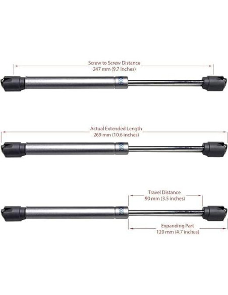 Resortes de Gas Hidráulicos Berta 25.4 cm 100N 6 Piezas Negro