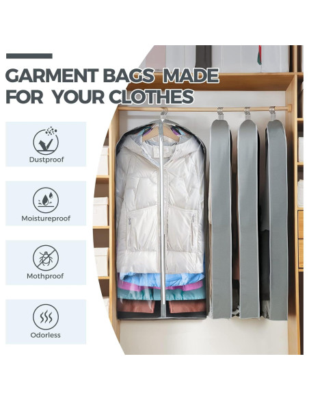 Bolsas de Ropa Colgantes AURUZA 6 Pcs 101.6 cm Transparente