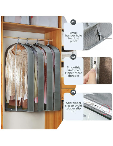 Bolsas de Ropa Colgantes AURUZA 6 Pcs 101.6 cm Transparente