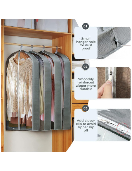 Bolsas de Ropa Colgantes AURUZA 6 Pcs 101.6 cm Transparente