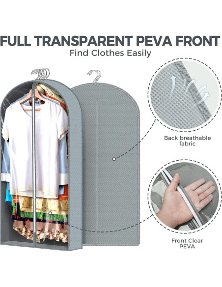 Bolsas de Ropa Colgantes AURUZA 6 Pcs 101.6 cm Transparente