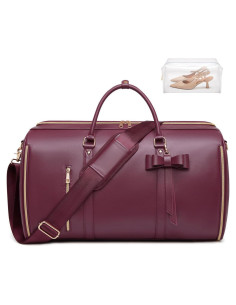 Bolsa de Ropa de Viaje para Mujeres 45L Cuero PU Rojo