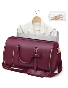 Bolsa de Ropa de Viaje para Mujeres 45L Cuero PU Rojo 2