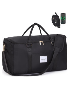 Bolsa de Ropa de Viaje WOOMADA Negra, Duffle Convertible 2-en-1