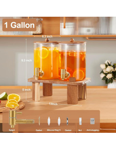 Dispensador de Bebidas de Vidrio FavorFlavor 3.8L con Soporte 2