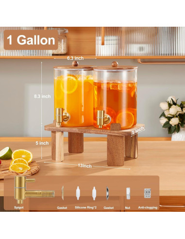 Dispensador de Bebidas de Vidrio FavorFlavor 3.8L con Soporte