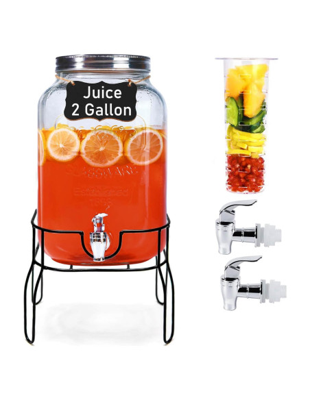 Dispensador de Bebidas de Vidrio Novellaire 2 Galones con Soporte