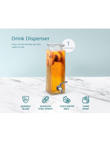 Dispensador de Bebidas KooK de Vidrio 2.37 L con Grifo