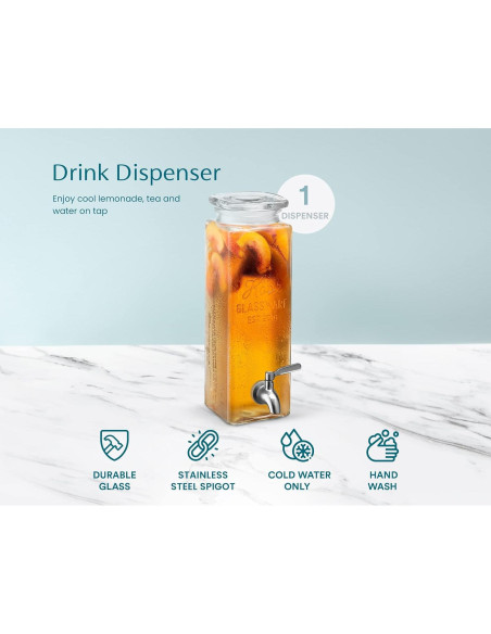 Dispensador de Bebidas KooK de Vidrio 2.37 L con Grifo