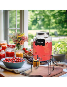 Dispensador de Bebidas de Vidrio Novellaire 2 Galones con Soporte 2