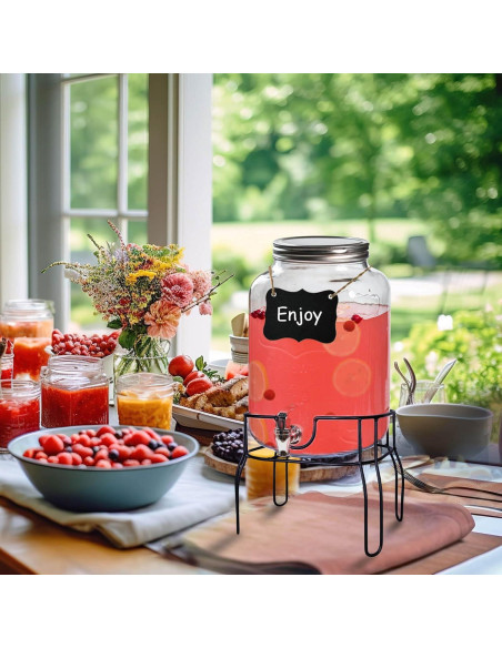 Dispensador de Bebidas de Vidrio Novellaire 2 Galones con Soporte