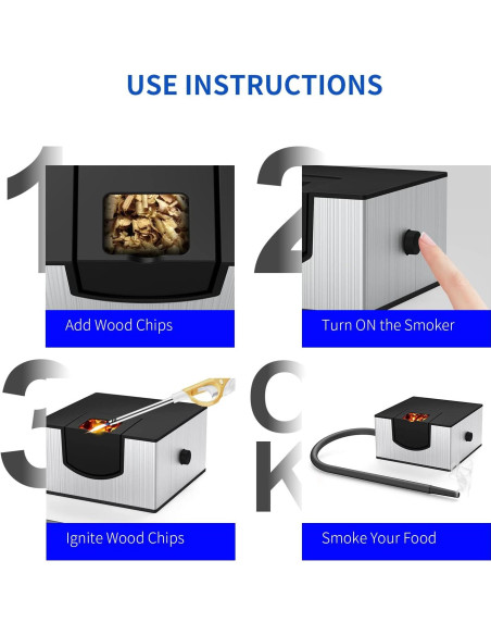 Ahumador de Alimentos Wancle Pistola de Humo Portátil Plata