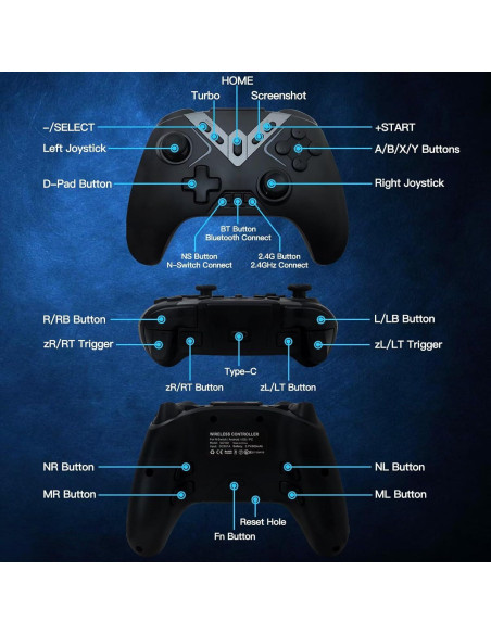Controlador Inalámbrico YTXXDEUS con Joystick Hall y Giroscopio