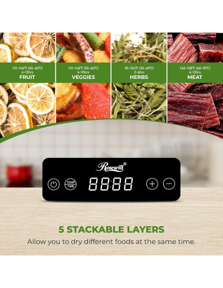 Deshidratador de Alimentos Rosewill RHFD-24001 5 Bandejas 400W