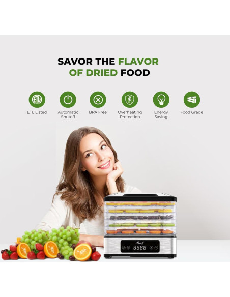 Deshidratador de Alimentos Rosewill RHFD-24001 5 Bandejas 400W