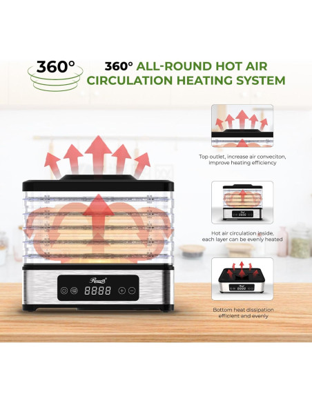 Deshidratador de Alimentos Rosewill RHFD-24001 5 Bandejas 400W