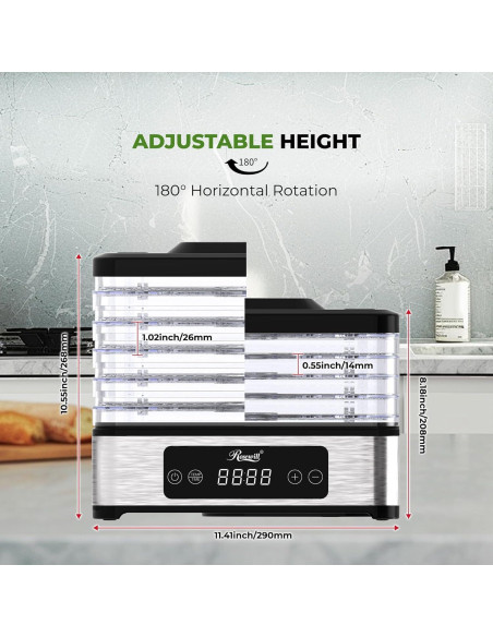 Deshidratador de Alimentos Rosewill RHFD-24001 5 Bandejas 400W