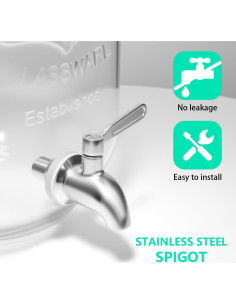 Dispensador de Bebidas de Vidrio Galssmagic 3.78L 2 Piezas 2