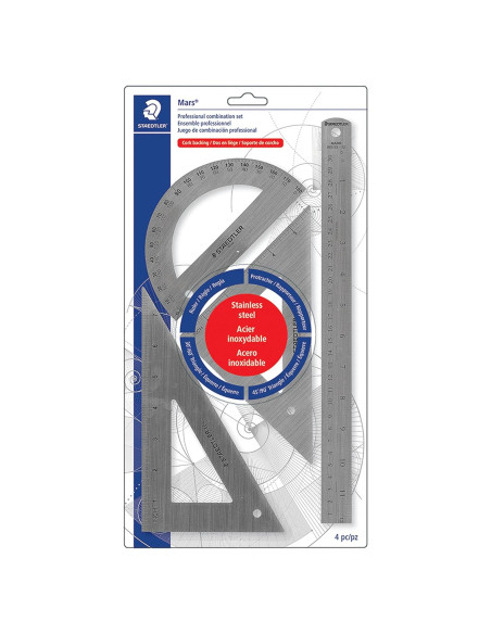 Juego de Matemáticas STAEDTLER - Acero Inoxidable, 30 cm
