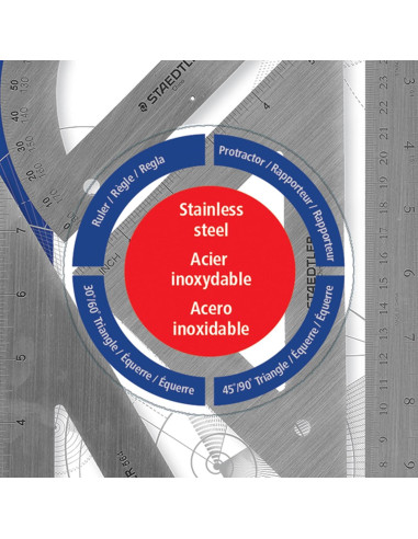 Juego de Matemáticas STAEDTLER - Acero Inoxidable, 30 cm
