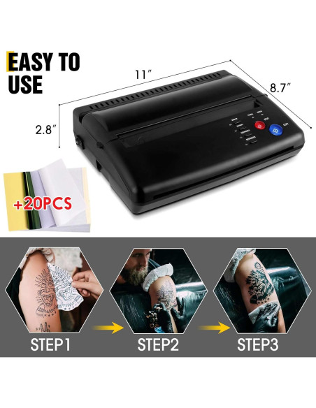 Impresora de Plantillas de Tatuaje PMOTPKOM con 20 Hojas