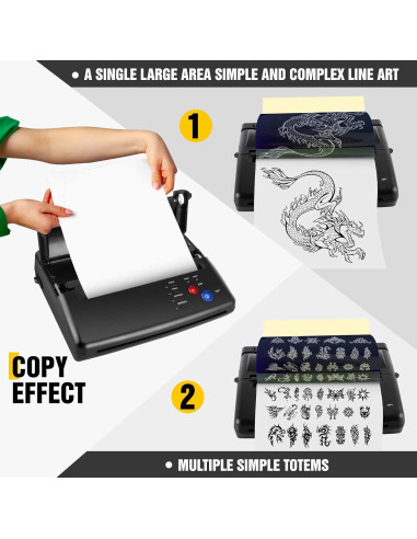 Impresora de Plantillas de Tatuaje PMOTPKOM con 20 Hojas