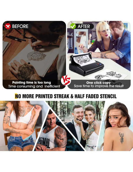 Impresora de Plantillas de Tatuaje PMOTPKOM con 20 Hojas