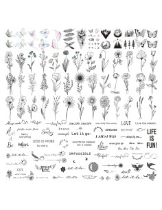 100 Hojas Tatuajes Temporales Realistas JEEFONNA 240+ Pcs
