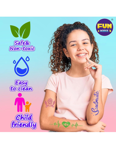 Kit de Tatuajes Temporales FunKidz con 106 Plantillas y Marcadores