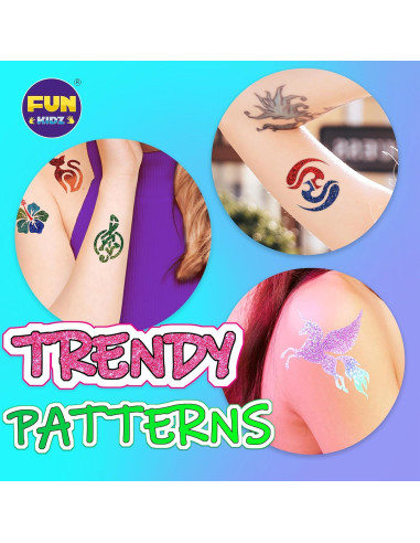 Kit de Tatuajes Temporales FunKidz con 106 Plantillas y Marcadores
