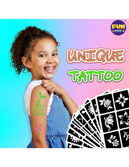 Kit de Tatuajes Temporales FunKidz con 106 Plantillas y Marcadores