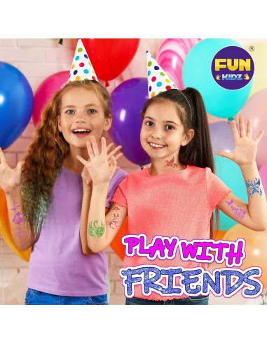 Kit de Tatuajes Temporales FunKidz con 106 Plantillas y Marcadores