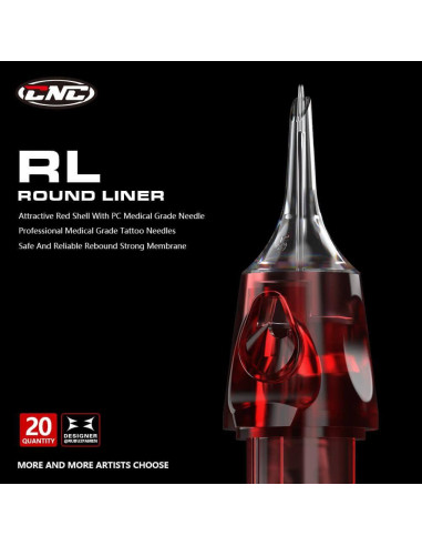 Cartucho de Agujas de Tatuaje CNC 5RL 20 Pcs Redondas con Membrana