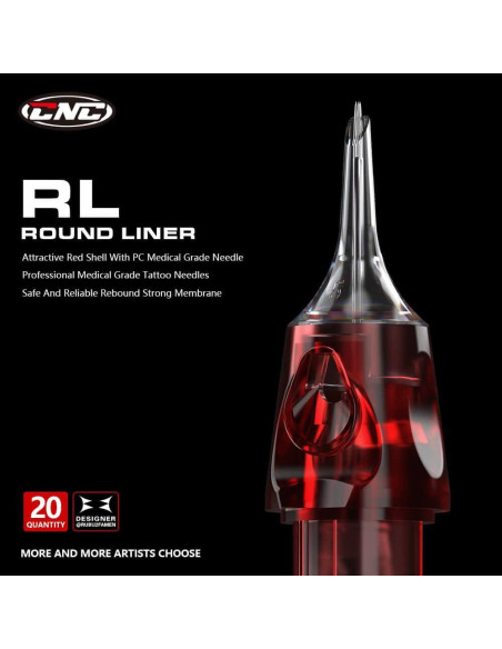 Cartucho de Agujas de Tatuaje CNC 5RL 20 Pcs Redondas con Membrana