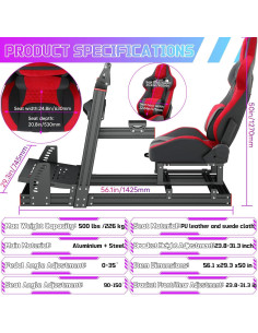 Soporte Simulador de Carreras Likeem Elite Ajustable Rojo 2