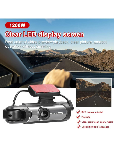 Cámara Dash Dual Lens Shkalacar 1080P Gran Angular 170