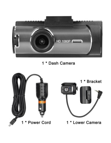 Cámara Dash Dual Lens Shkalacar 1080P Gran Angular 170