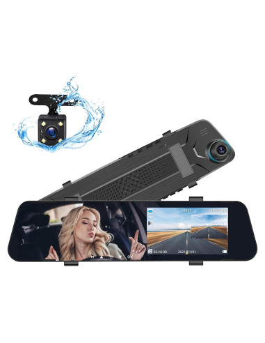 CAMECHO Cámara de Espejo 4.5" Doble Lente 1080P HD Auto