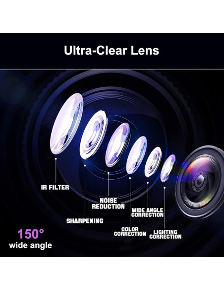 CAMECHO Cámara de Espejo 4.5" Doble Lente 1080P HD Auto