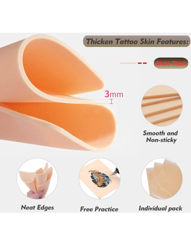 Piel Falsa de Tatuaje Rayyl 3MM - 3 Piezas 19x14cm