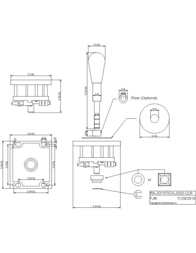 Joystick de Arcade RetroArcade Amarillo 8 Direcciones